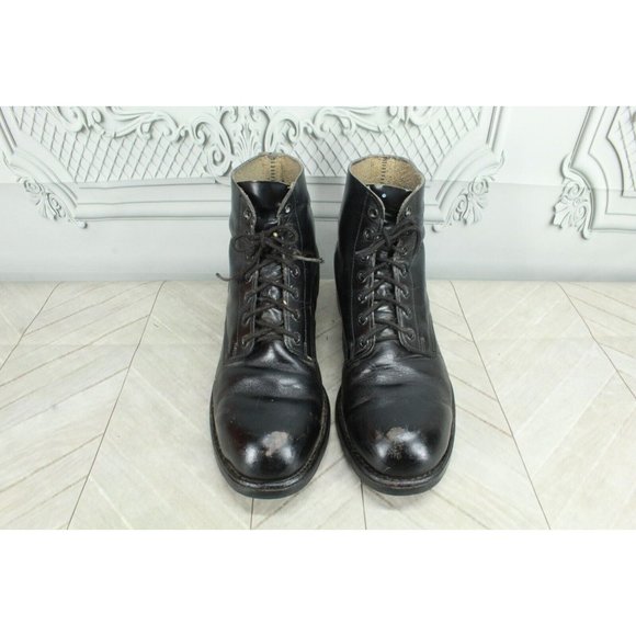 Vintage Black Leather Oil Resistant Military Lace Up Work Boots Size 42 US 8 E - Picture 5 of 9